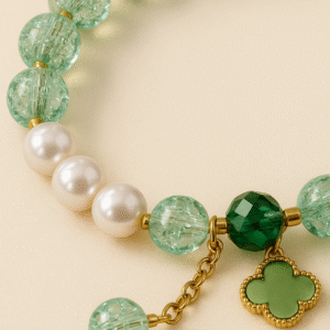 Mint Glow Crystal Pearl Bracelet
