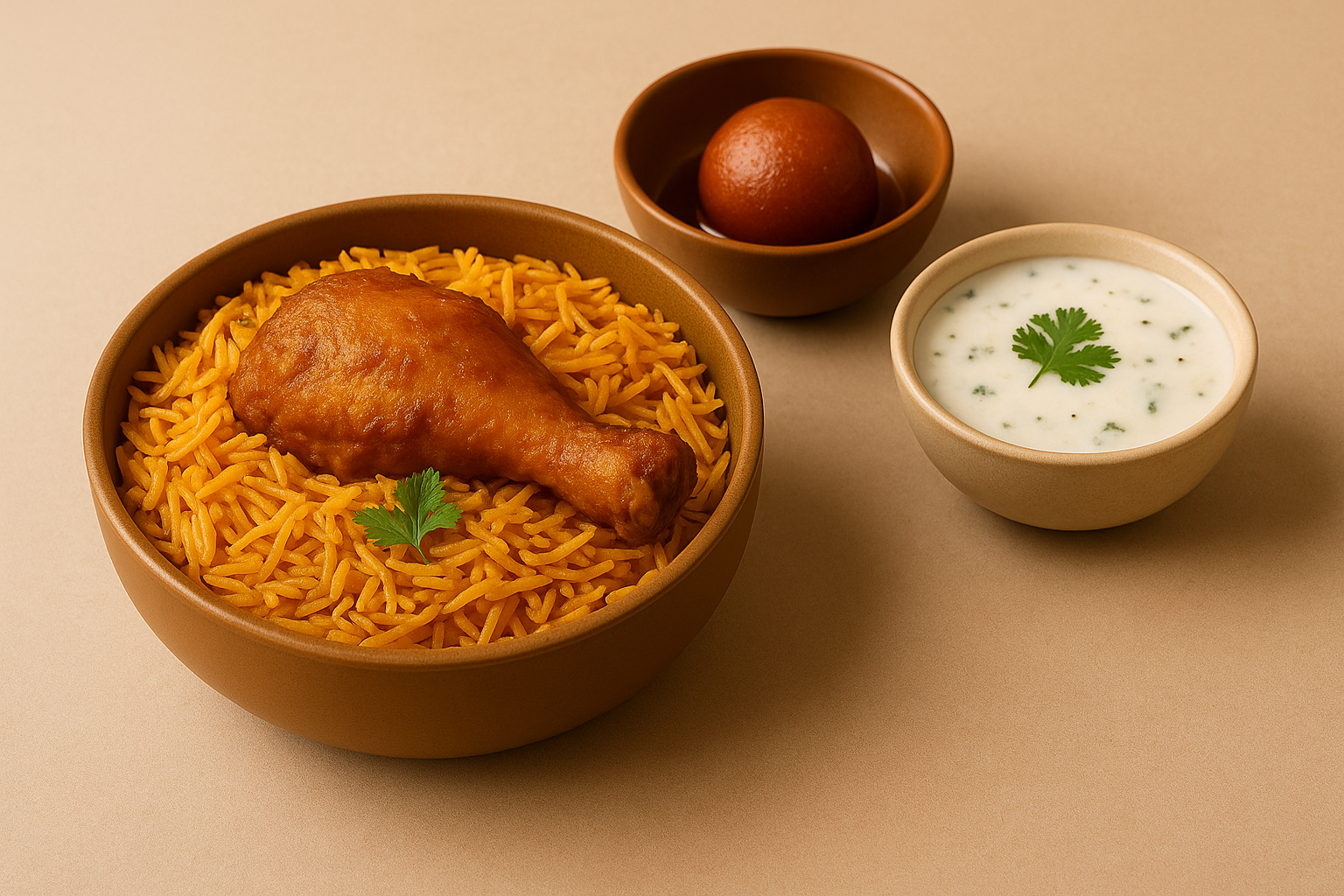 Chicken Fry Piece Biryani (Chest) + Raita + Gulab Jamun