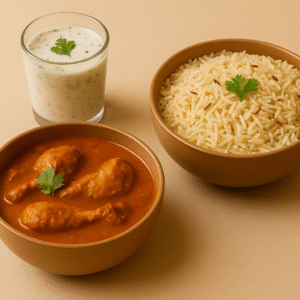 Village Chicken Curry + Jeera Rice + Buttermilk