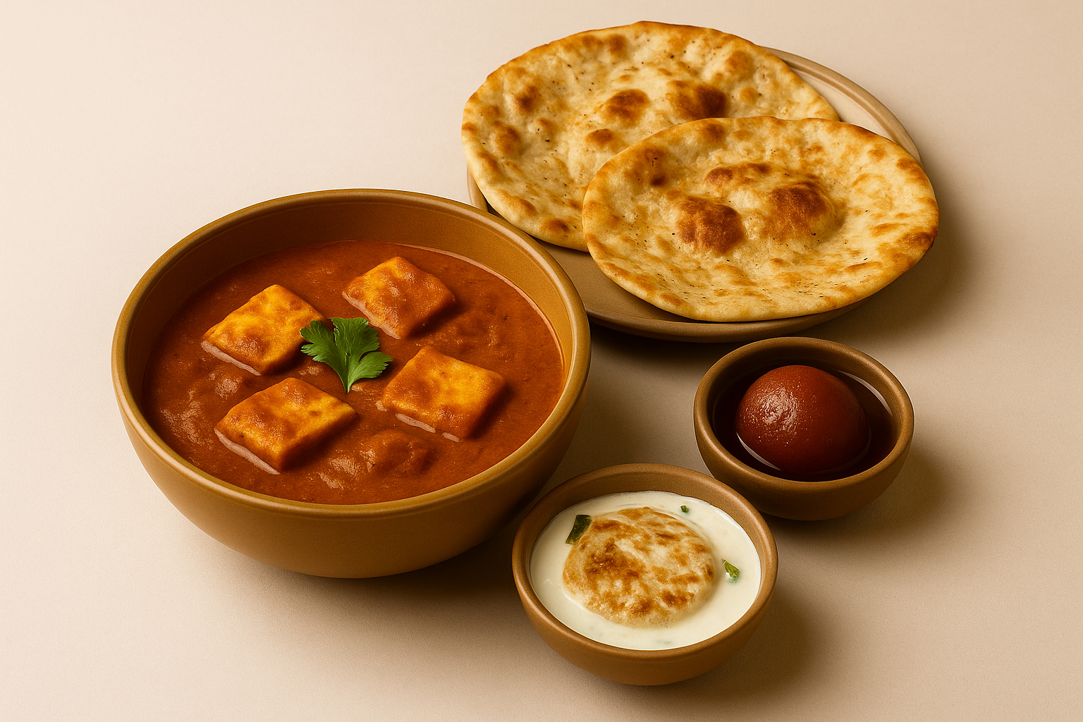 Paneer Butter Masala + 2 Butter Naan + Sweet (Gulab Jamun)