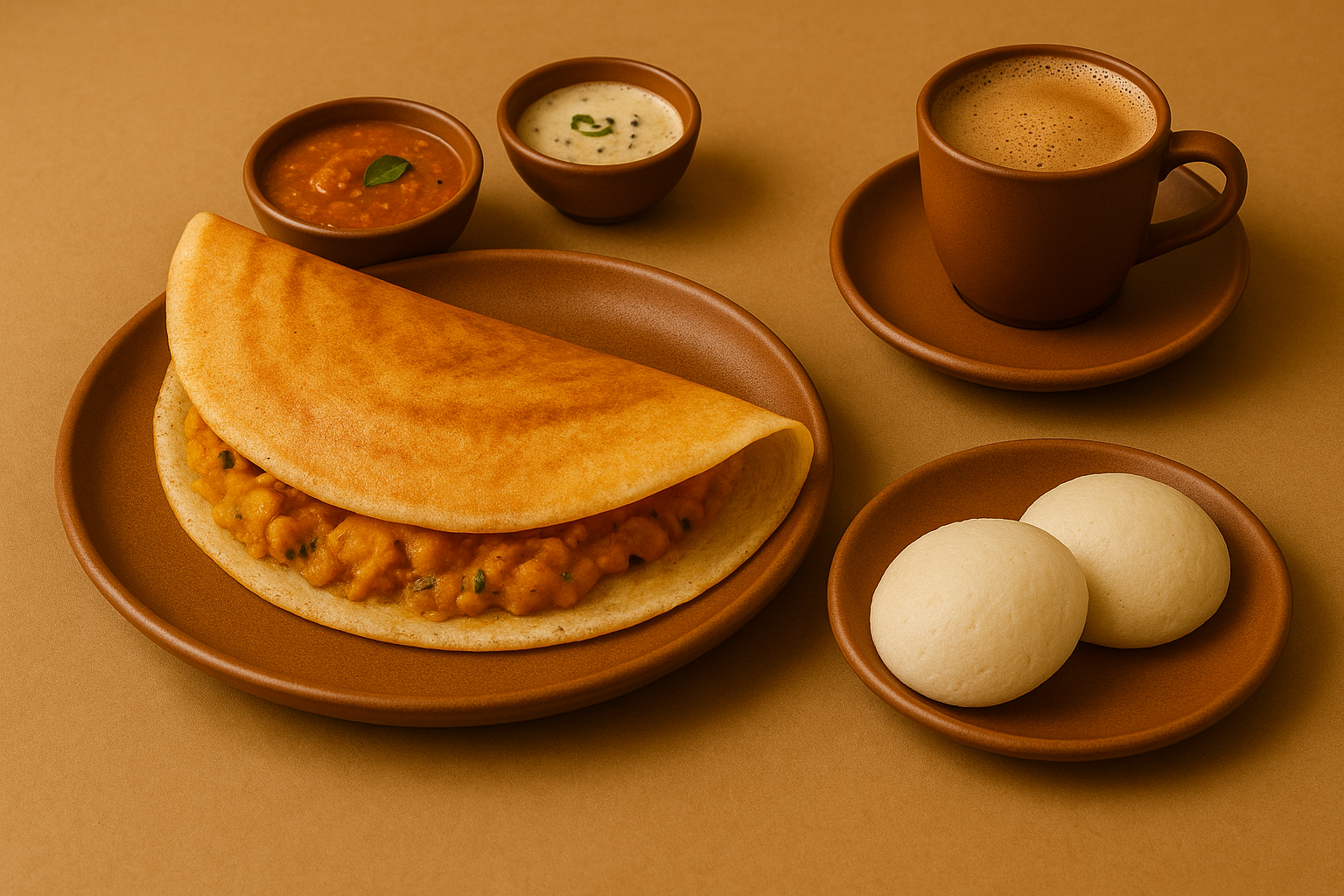 Masala Dosa + Idli (2 pcs) + Filter Coffee