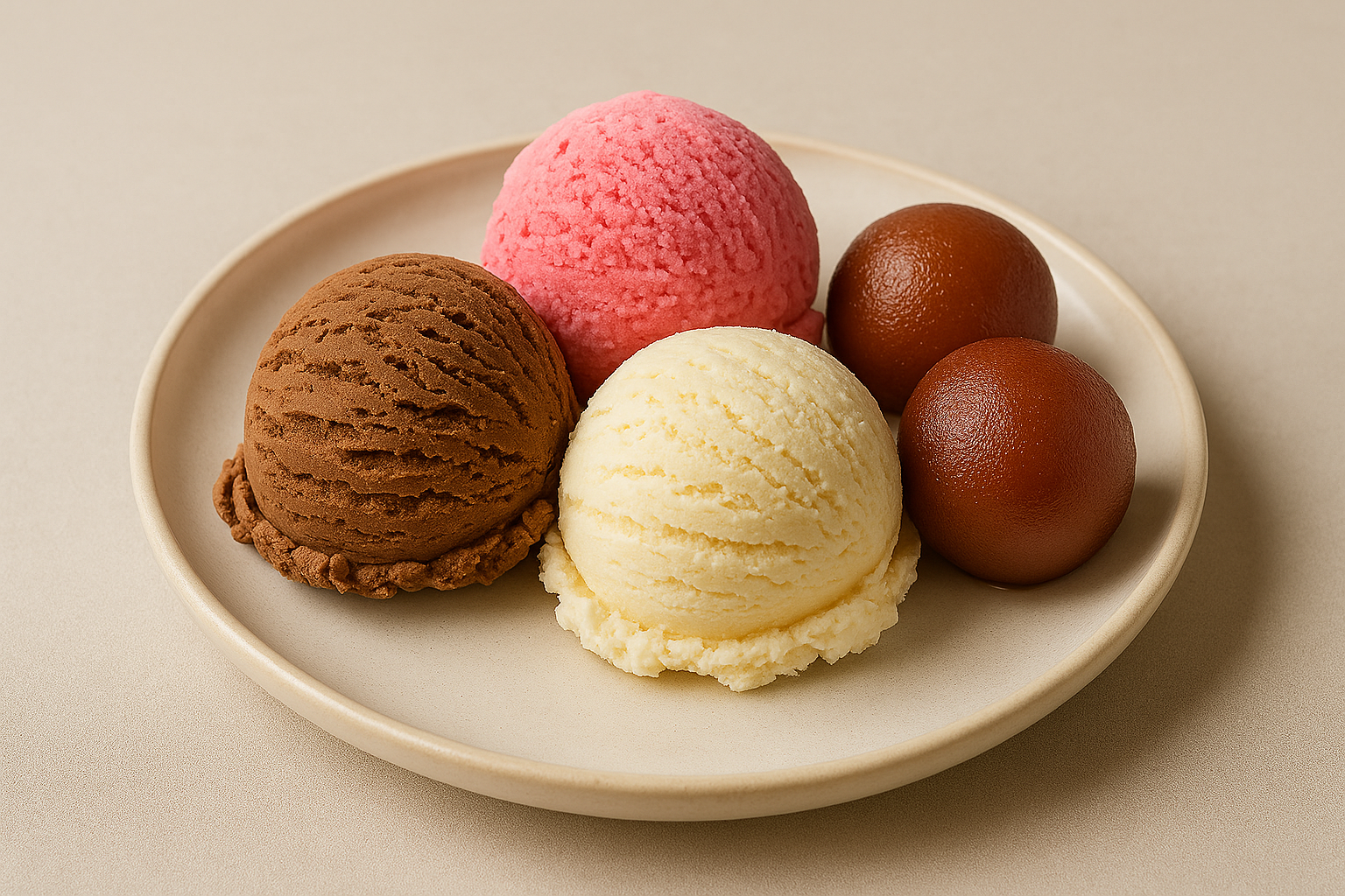 Ice Cream (3 scoops) + Gulab Jamun (2 pcs)