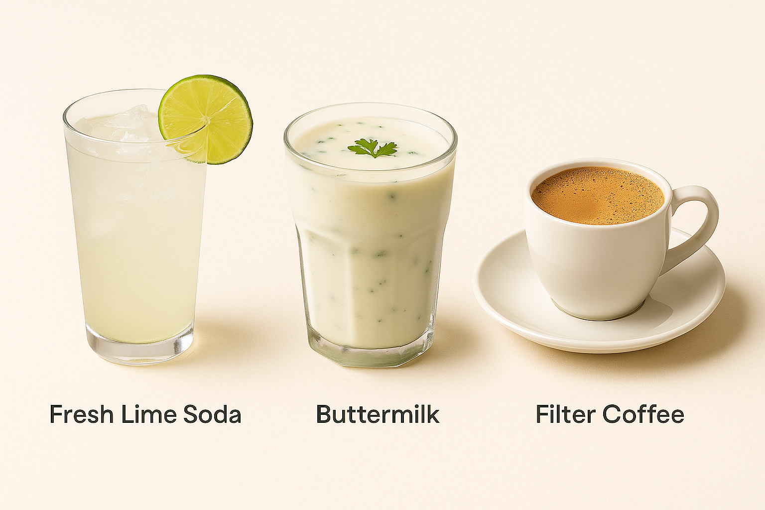 Fresh Lime Soda + Buttermilk + Filter Coffee